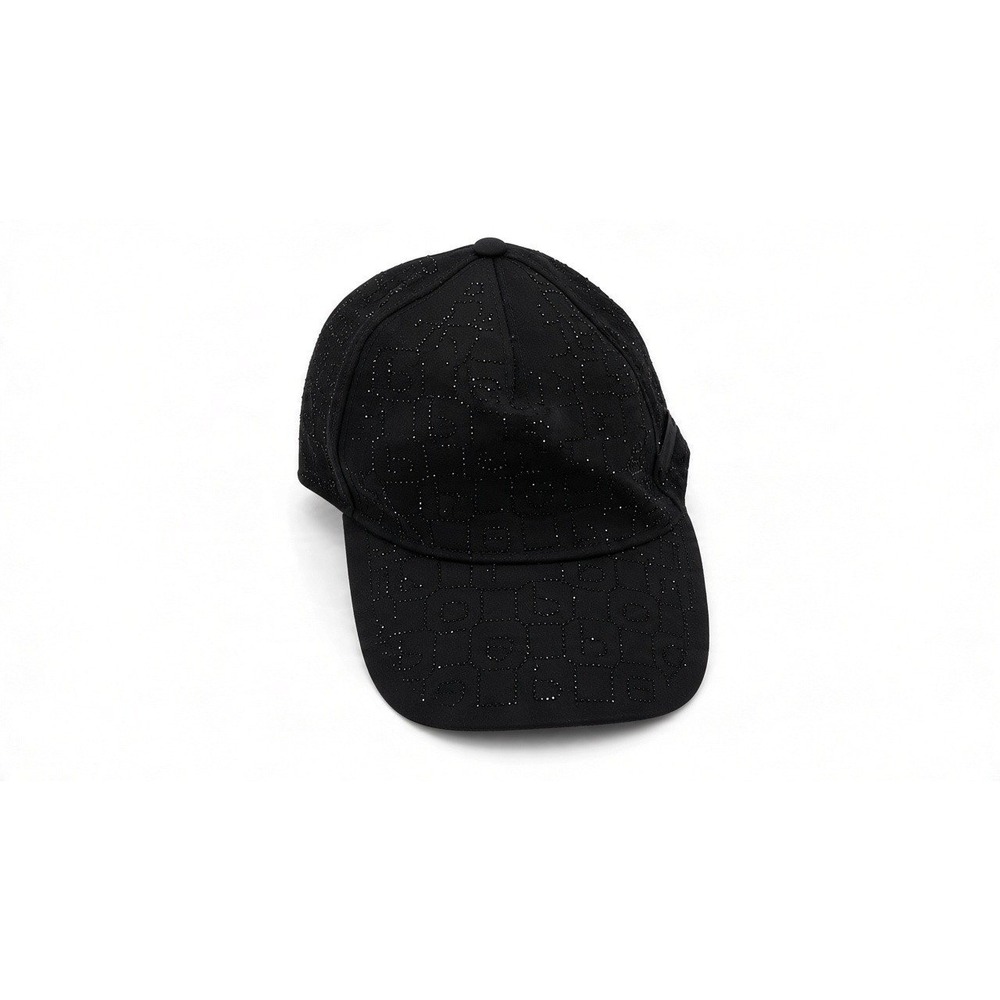 Bebe Baseball Cap Womens OSFM Black Rhinestone Logo Embellished Cotton Hat